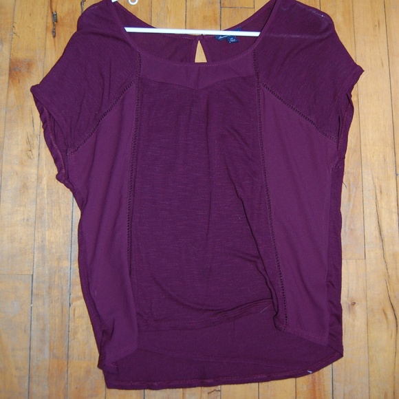 Plum Colored Cap Sleeve Shirt - Picture 1 of 2